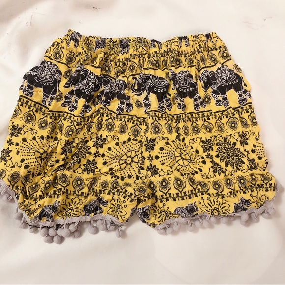 Thai Elephant Yellow Vintage Shorts - Picture 2 of 4